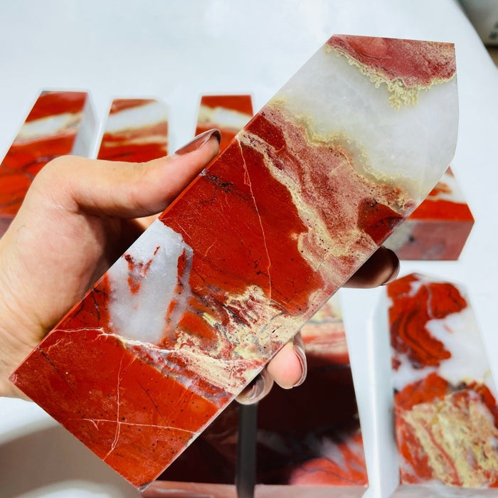 10 Pieces Red Jasper Fat Tower Points -Wholesale Crystals