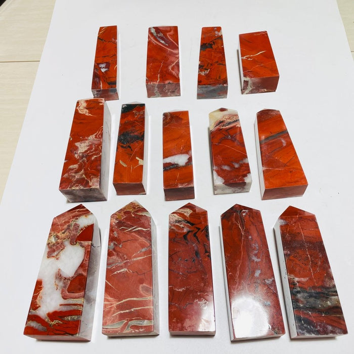 14 Pieces Red Jasper Tower Points -Wholesale Crystals