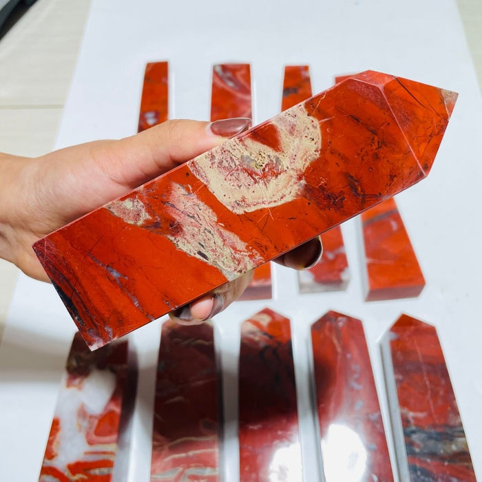 14 Pieces Red Jasper Tower Points -Wholesale Crystals