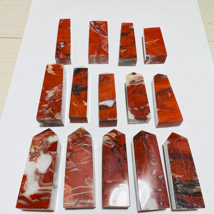 14 Pieces Red Jasper Tower Points -Wholesale Crystals