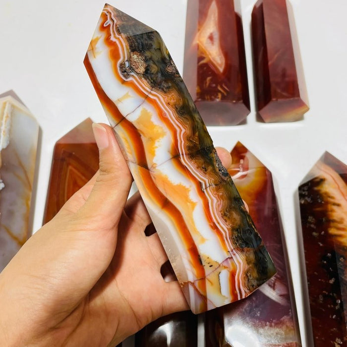 8 Pieces Fat Large Carnelian Points -Wholesale Crystals