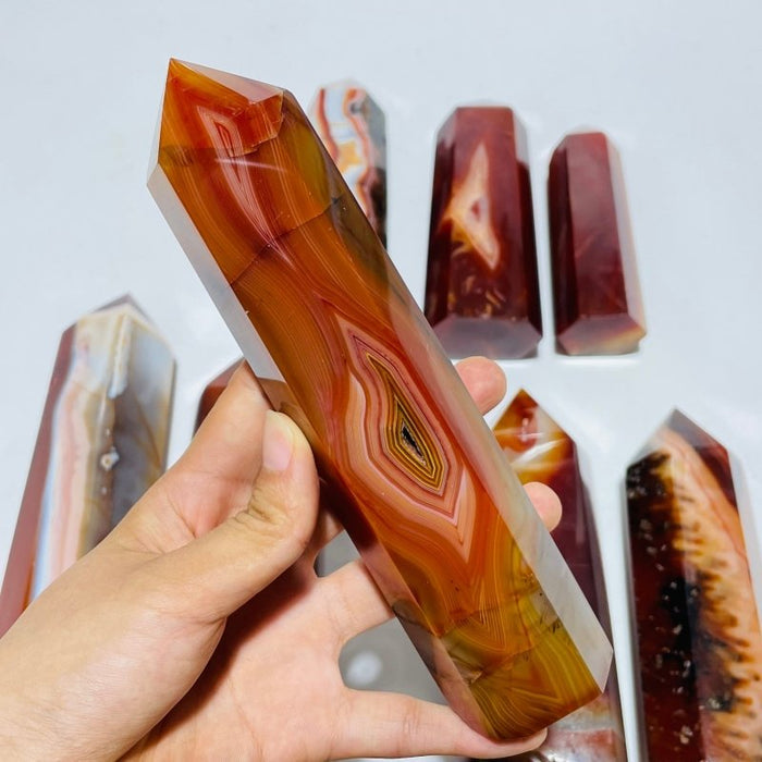 8 Pieces Fat Large Carnelian Points -Wholesale Crystals