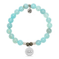 Aqua Fire Agate Gemstone Bracelet with Today Tomorrow Forever Sterling Silver Charm