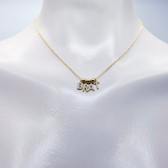 BDSM Brat Necklace. 18K Gold Discreet Day Collar for Sub with Sparkling CZ  BRAT Pendants.