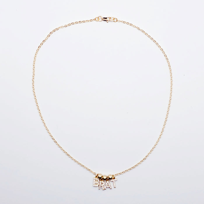 BDSM Brat Necklace. 18K Gold Discreet Day Collar for Sub with Sparkling CZ  BRAT Pendants.