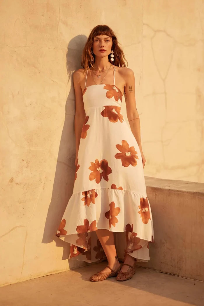 Beautiful Season Floral High-Low Ruffle Maxi Dress - ShopPromesa