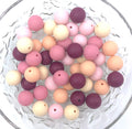 Beige, Peach, Powder Pink, Dusty Rose & Wine BULK Round Silicone Beads