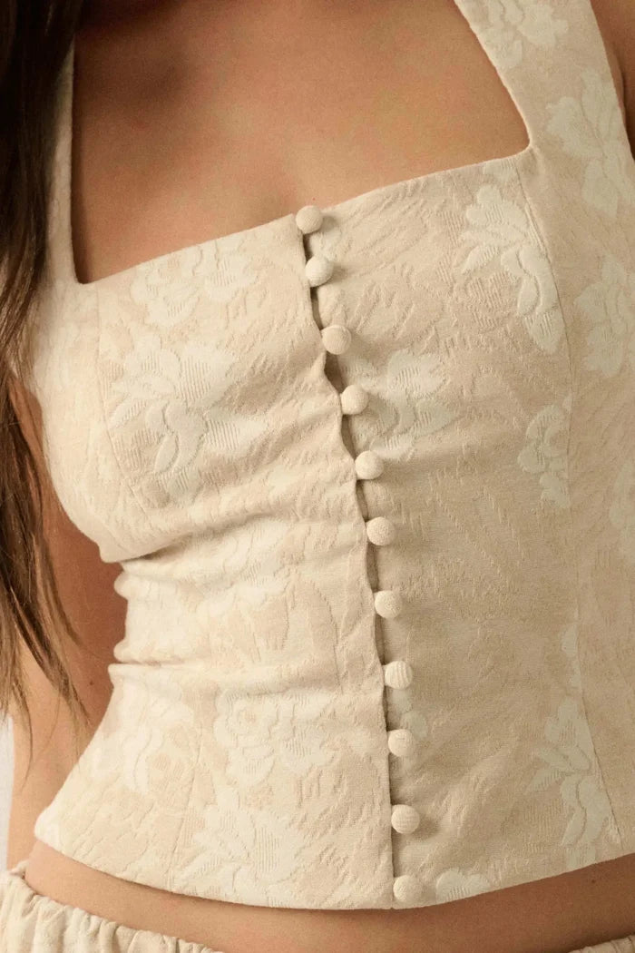 Blooming Loom Floral Tapestry Corset Top - ShopPromesa