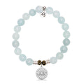 Blue Aquamarine Gemstone Bracelet with I Love You Sterling Silver Charm