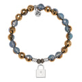 Blue Gold Agate Gemstone Bracelet with Unbreakable Friendship Sterling Silver Charm