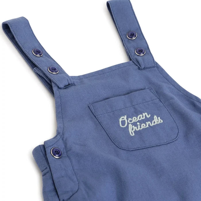 Boys Blue Cotton Dungarees