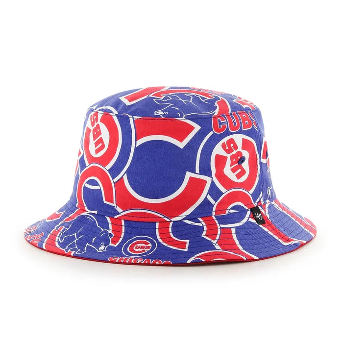 Chicago Cubs Royal Bravado '47 Brand All Over Logos Bucket Hat