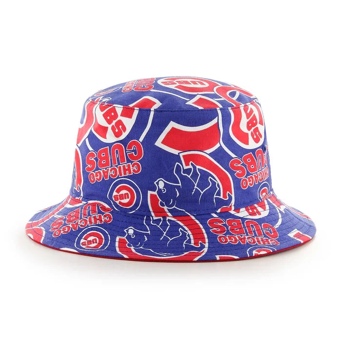 Chicago Cubs Royal Bravado '47 Brand All Over Logos Bucket Hat