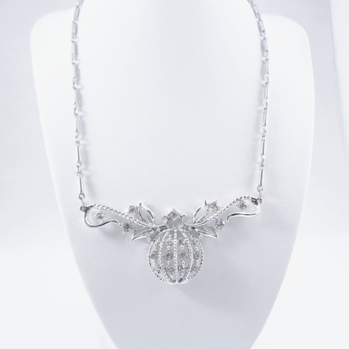 Coro Silver-Tone Clear Rhinestone Necklace