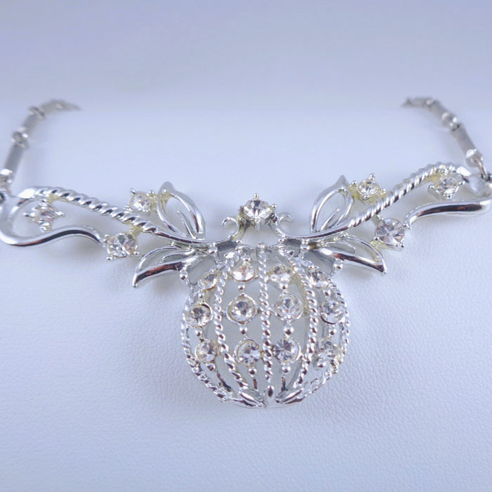 Coro Silver-Tone Clear Rhinestone Necklace