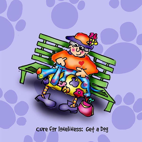 "Cure for loneliness: Get a dog" WHIMSHOTS CANVAS