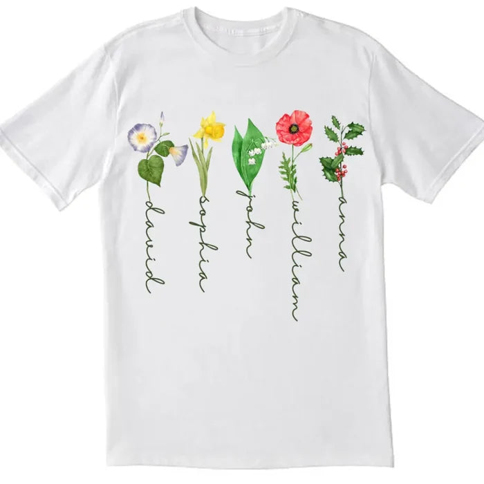 Custom Birth Month Birth Flower - Personalized T-Shirt