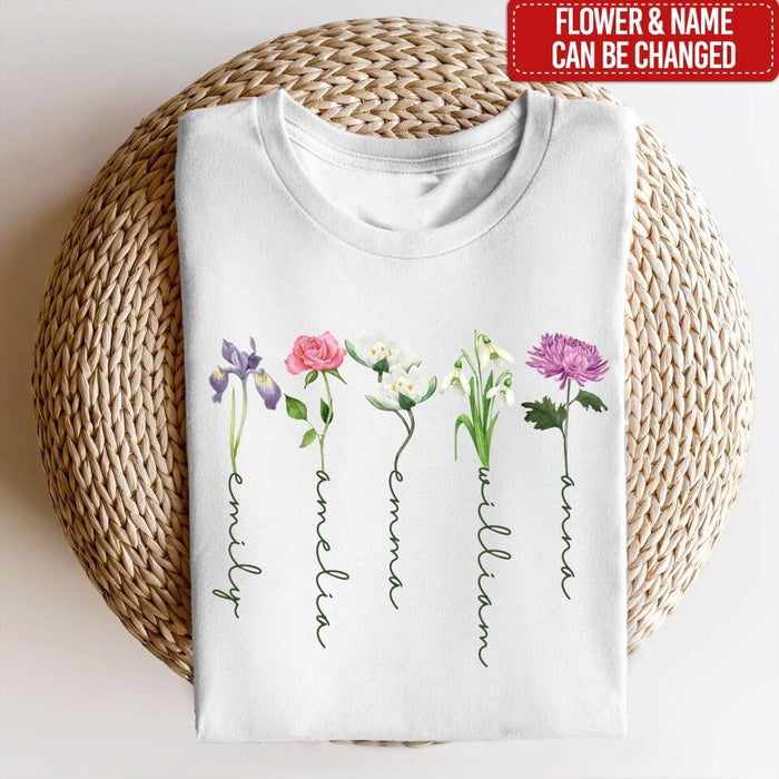 Custom Birth Month Birth Flower - Personalized T-Shirt