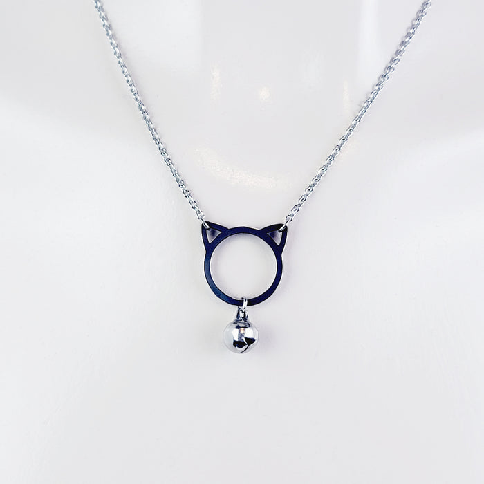 Discreet Day Collar. Stainless Steel Kitten with Bell. BDSM