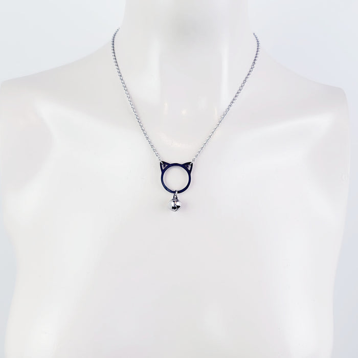 Discreet Day Collar. Stainless Steel Kitten with Bell. BDSM
