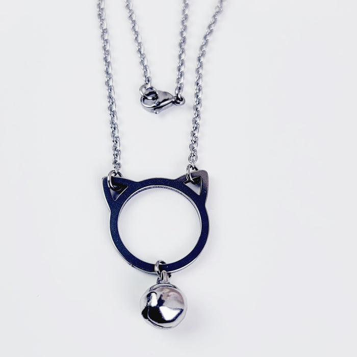 Discreet Day Collar. Stainless Steel Kitten with Bell. BDSM
