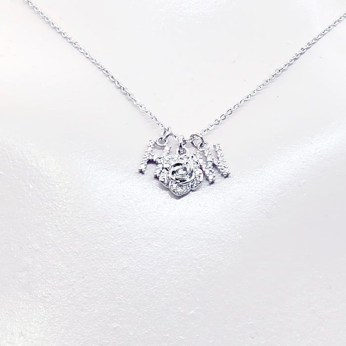 Discreet Hotwife Necklace, Platinum and CZ H W and Rose Pendants. Elegant Gift for Hotwife.