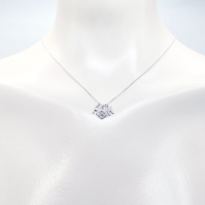 Discreet Hotwife Necklace, Platinum and CZ H W and Rose Pendants. Elegant Gift for Hotwife.
