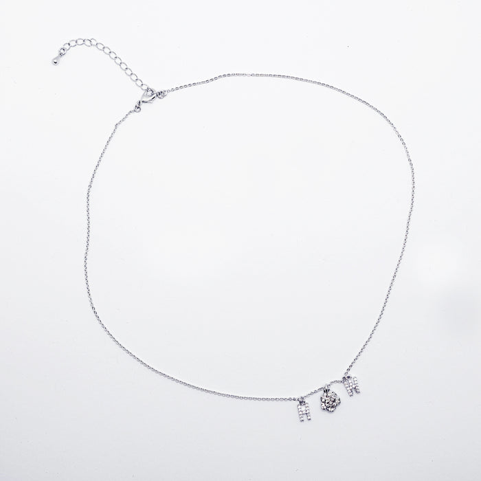 Discreet Hotwife Necklace, Platinum and CZ H W and Rose Pendants. Elegant Gift for Hotwife.