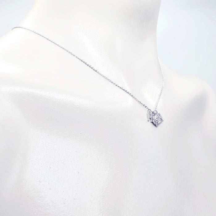 Discreet Hotwife Necklace, Platinum and CZ H W and Rose Pendants. Elegant Gift for Hotwife.