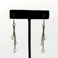 Edgy Petal - Earrings - Triple Chain Drop (Green Amethyst)