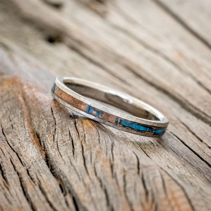 "Eterna" - Patina Copper Stacking Band With A Hammered Finish - Titanium (4mm) - Size 6-Staghead Designs