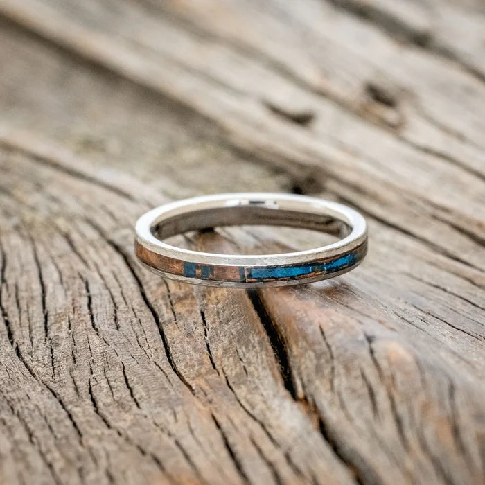 "Eterna" - Patina Copper Stacking Band With A Hammered Finish - Titanium (4mm) - Size 6-Staghead Designs