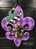 Fleur De Lis - Diamond - Mardi Gras Door Hanger