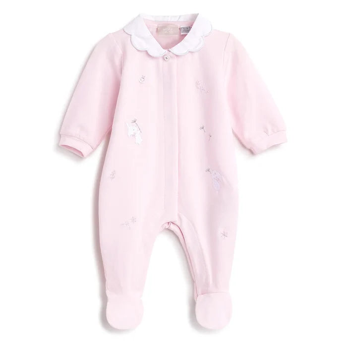Girls Pink Embroidered Front Opening Babysuit