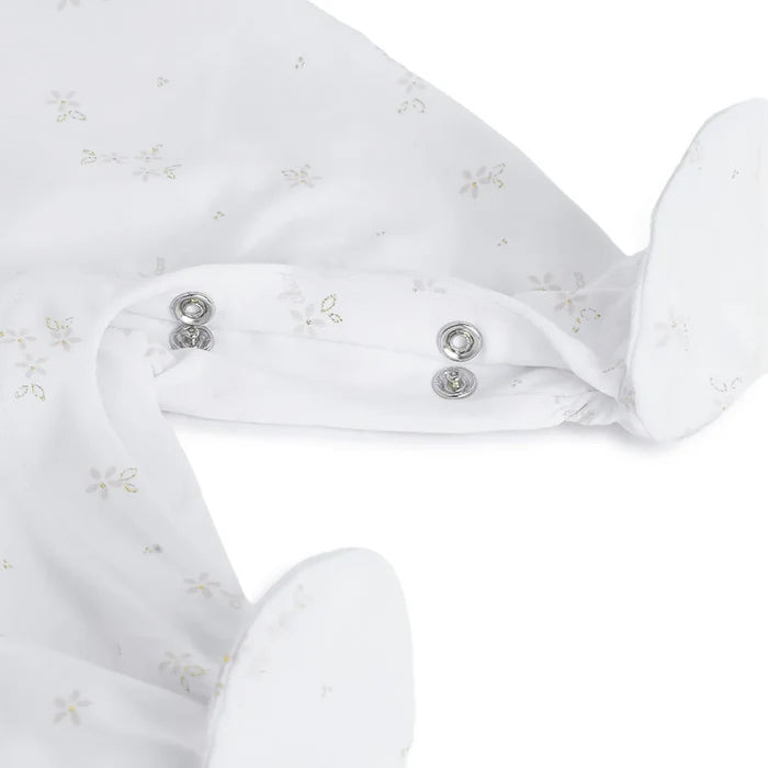 Girls White Printed Leg Opening Babysuit