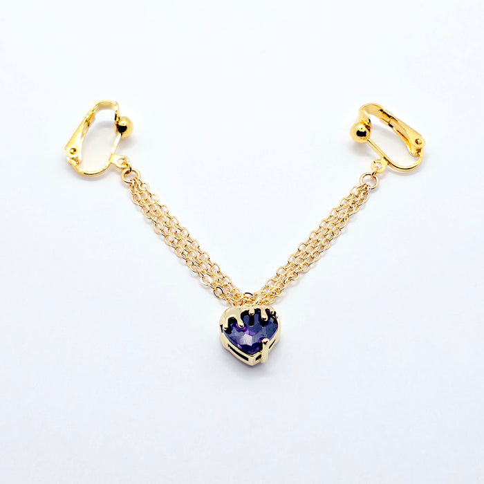 Gold and Purple Labia Chain Dangle, Elegant Non-Piercing Intimate Body Jewelry for Women