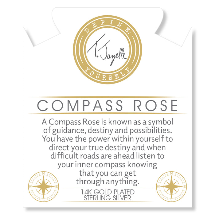 Gold Charm Collection - Amethyst Citrine Gemstone Bracelet with Compass Rose Gold Charm