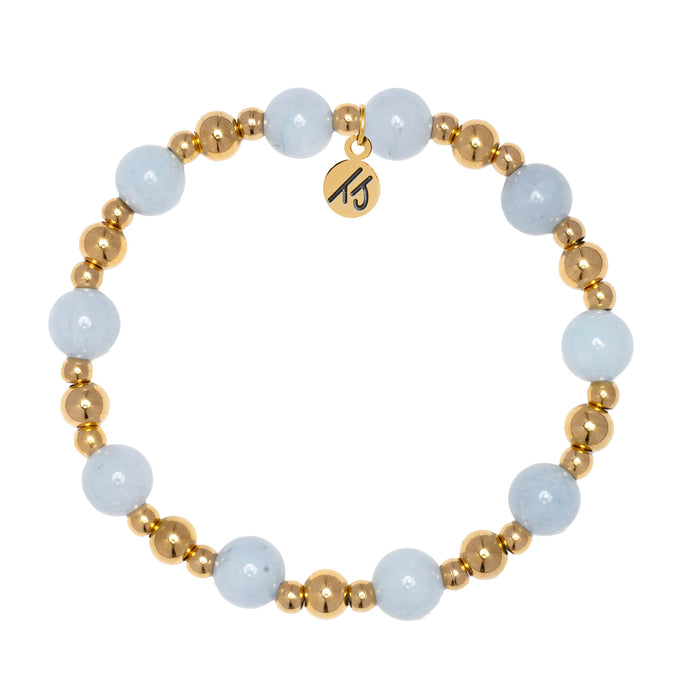 Gold Day by Day Collection- Blue Aquamarine Gemstone Bracelet