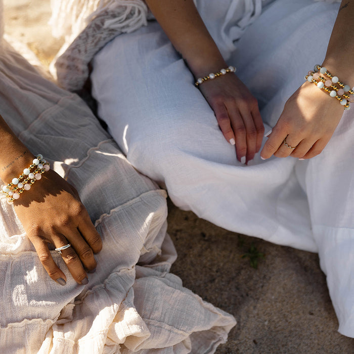 Gold Day by Day Collection- Blue Aquamarine Gemstone Bracelet