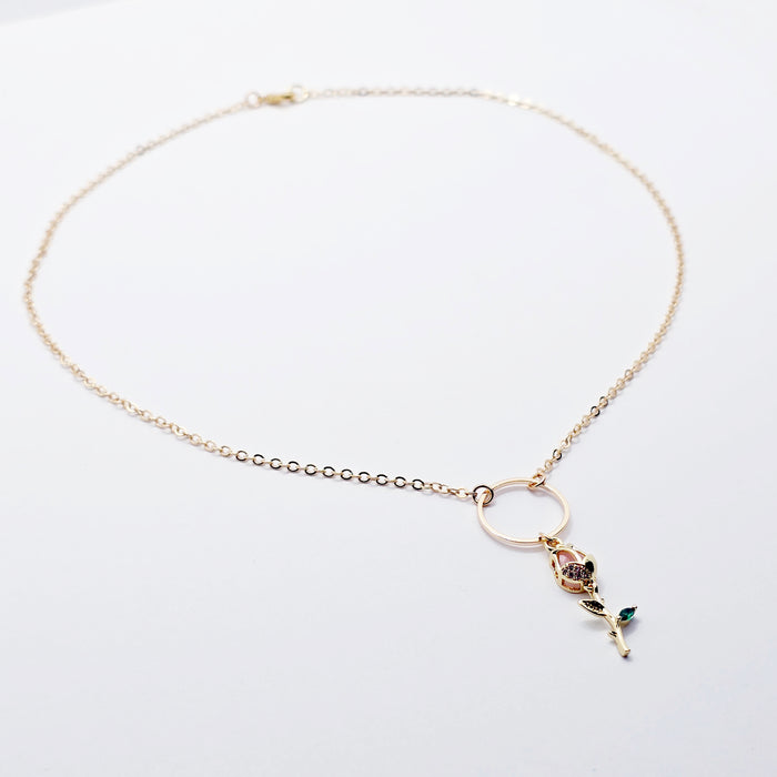 Gold Day Collar for BDSM Submissive, 18K Gold and CZ Tulip Circle of O Discreet Day Collar for Sub