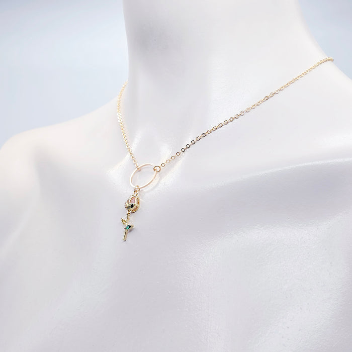 Gold Day Collar for BDSM Submissive, 18K Gold and CZ Tulip Circle of O Discreet Day Collar for Sub