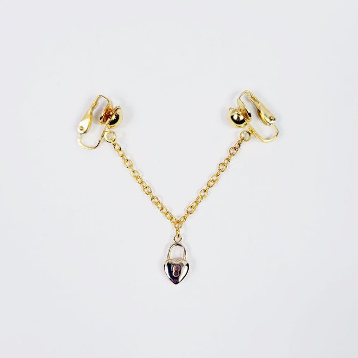 Gold Heart Lock Labia Chain Dangle