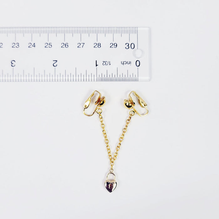 Gold Heart Lock Labia Chain Dangle