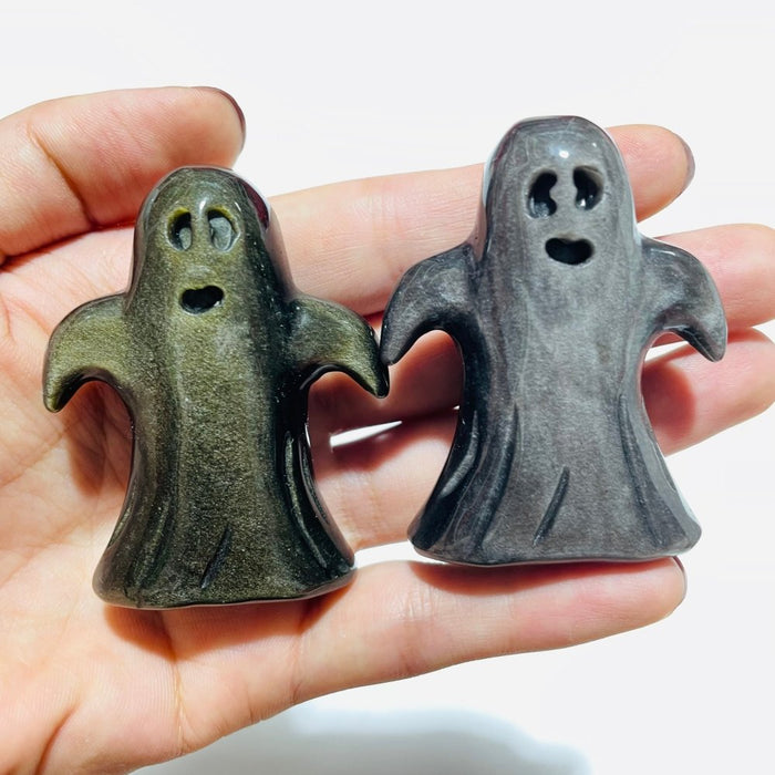 Gold Sheen & Silver Sheen Obsidian Ghost Carving Wholesale -Wholesale Crystals