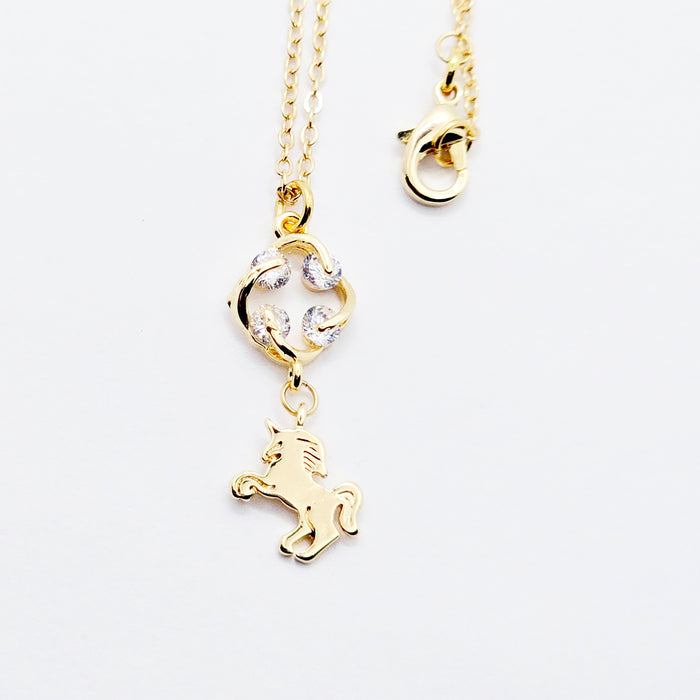 Gold Unicorn Necklace. 18K Gold Dainty Day Collar for Submissive Unicorn, BDSM Gift for Women Sub.