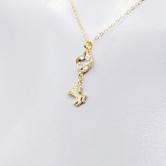Gold Unicorn Necklace. 18K Gold Dainty Day Collar for Submissive Unicorn, BDSM Gift for Women Sub.