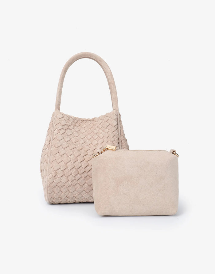 Hollace Mini Woven Tote in Faux Foundation Suede - Mildred Hoit