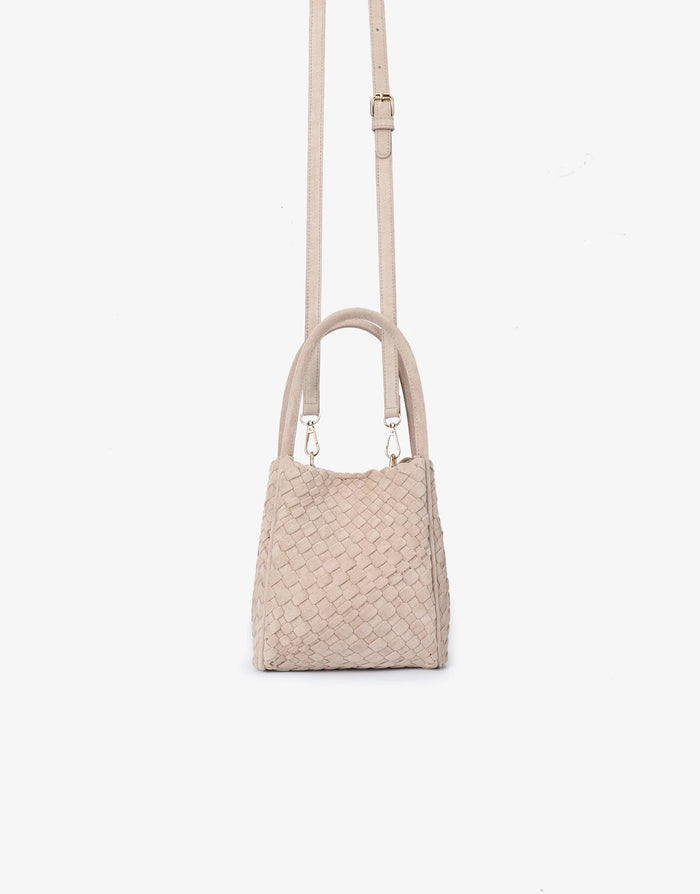 Hollace Mini Woven Tote in Faux Foundation Suede - Mildred Hoit
