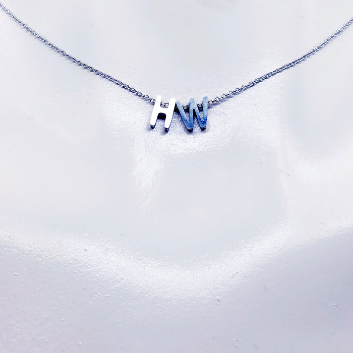 Hotwife Necklace, Dainty and Discreet Stainless Steel H & W Choker. Swingers Jewelry.