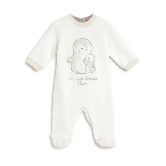 Infants White Embroidered Leg Opening Babysuit
